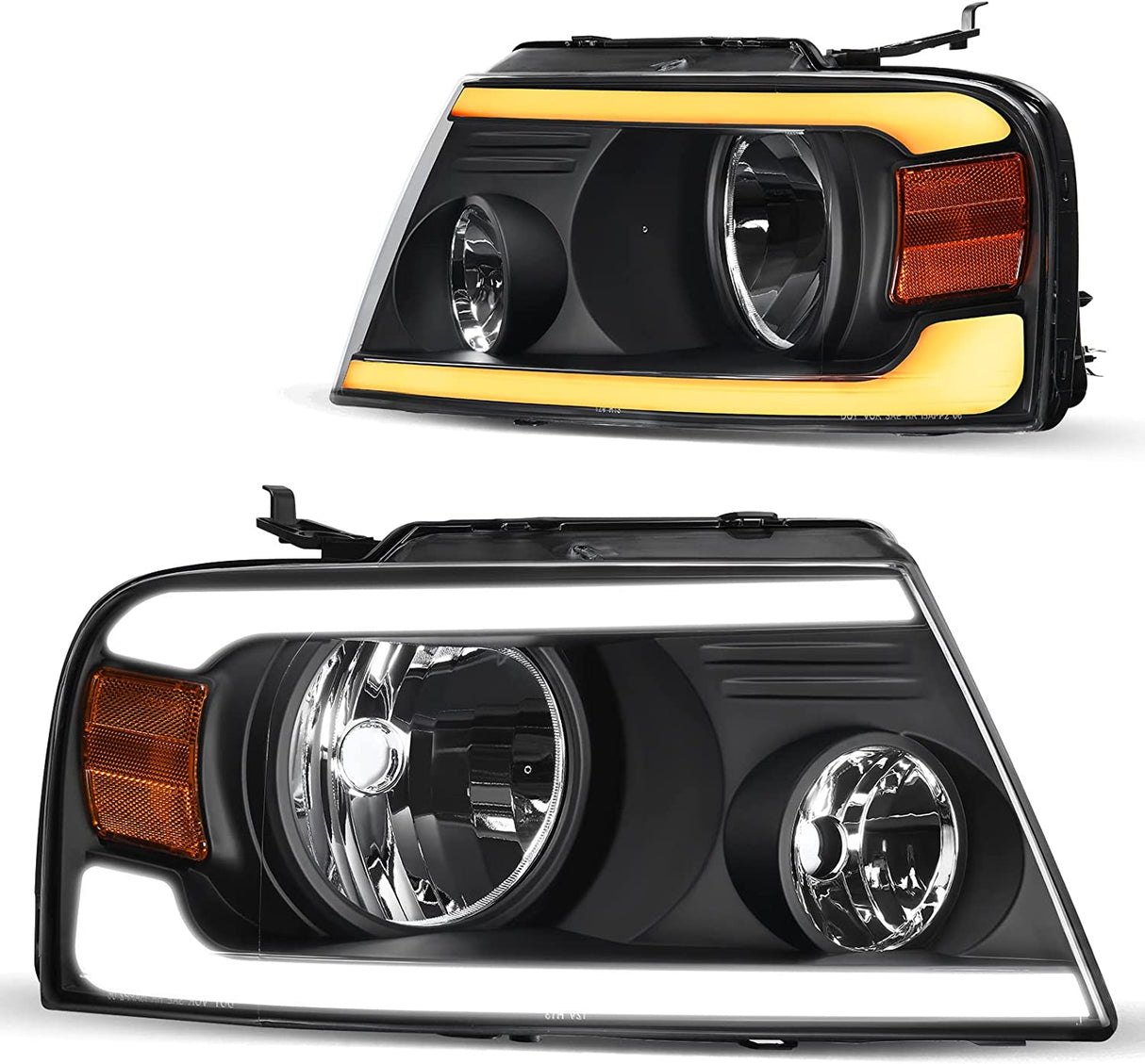2004-2008 Ford F150 Switchback Turn Signal Headlights With Black Housing