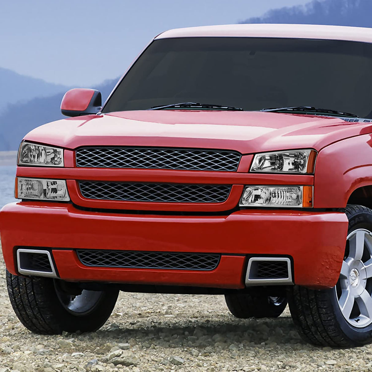 Dna Motoring Hlohcs034pcham Chrome Amber Headlights Compatible With 20032006 Chevy Silveradoavalanche