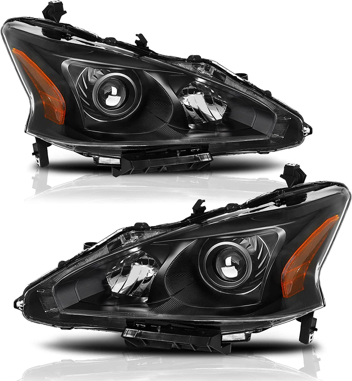 Alziria Headlight Assembly Compatible With 20132015 Nissan Altima Sslsv Only Fit 4door Chrome Housing Amber Reflector