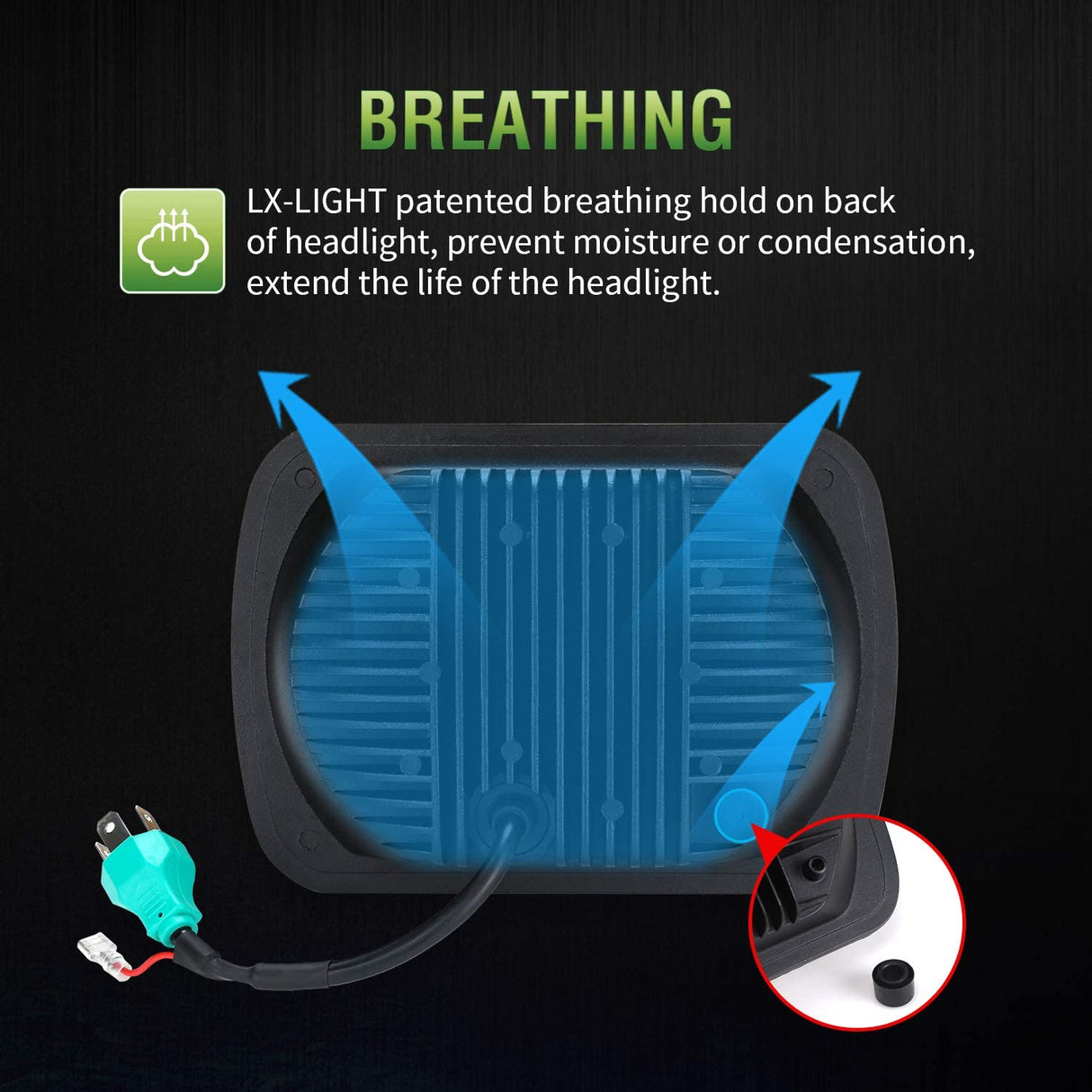 Lxlight Pair 5x7 6x7 High Low Beam LED Headlights Compatible With Jeep Wrangler Yj Cherokee Xj H6054 H6054ll 69822 6052 6053 Angel Eyes Drl Black 105w