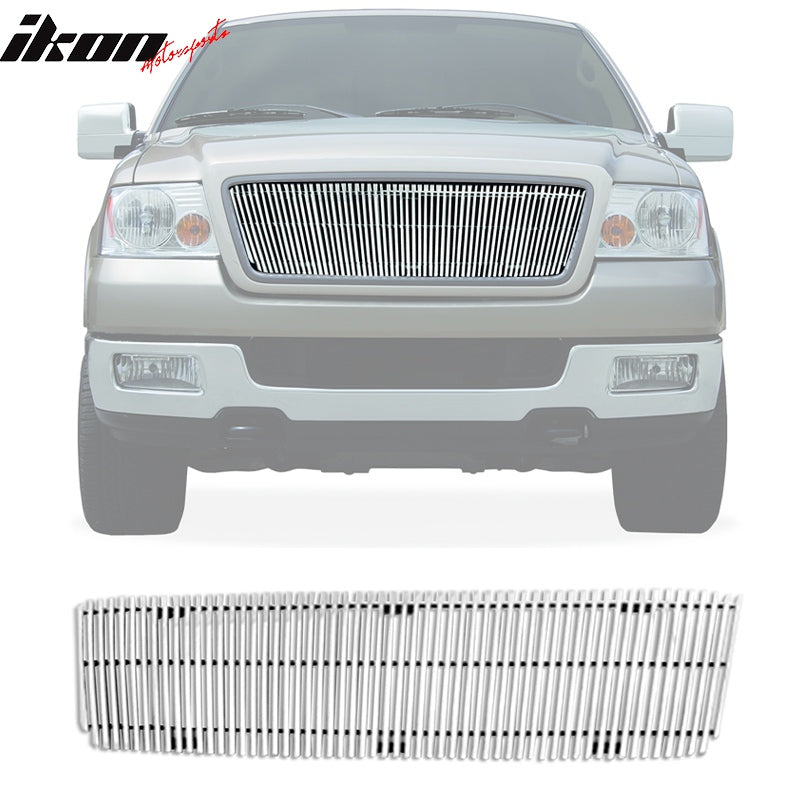 2004-2008 Ford F150 Vertical Overlay Style Polished Silver Front Grile