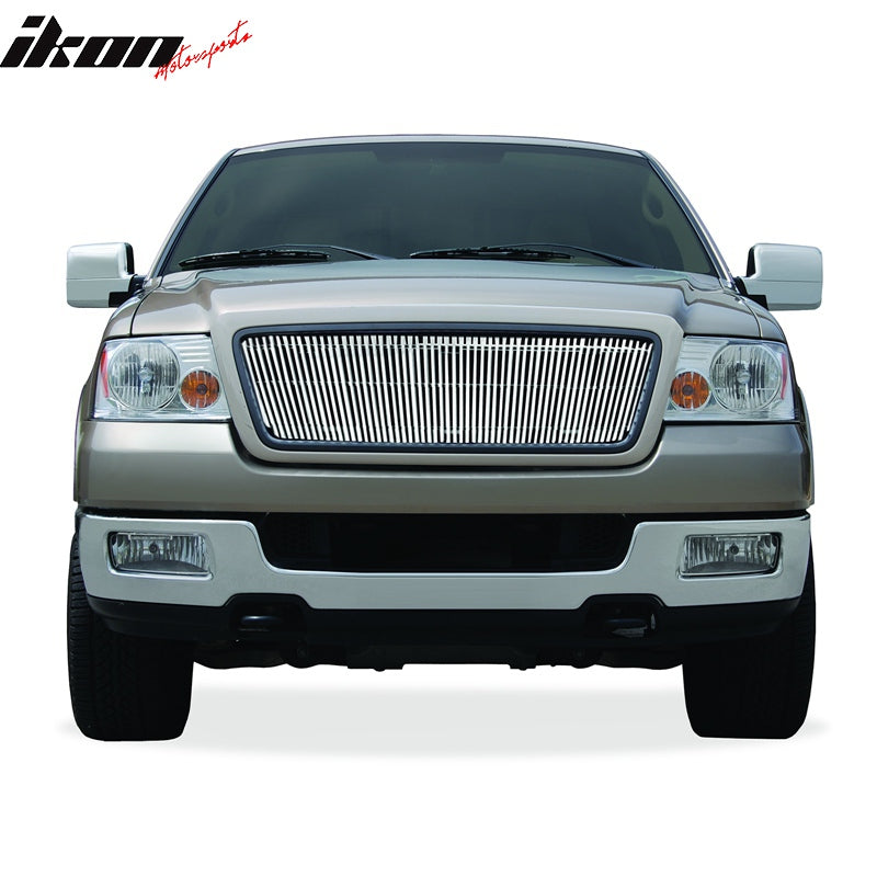 2004-2008 Ford F150 Vertical Overlay Style Polished Silver Front Grile
