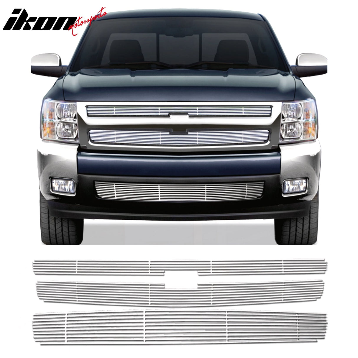 2007-2013 Chevy Silverado 1500 Billet Style Lower Grille Insert Chrome