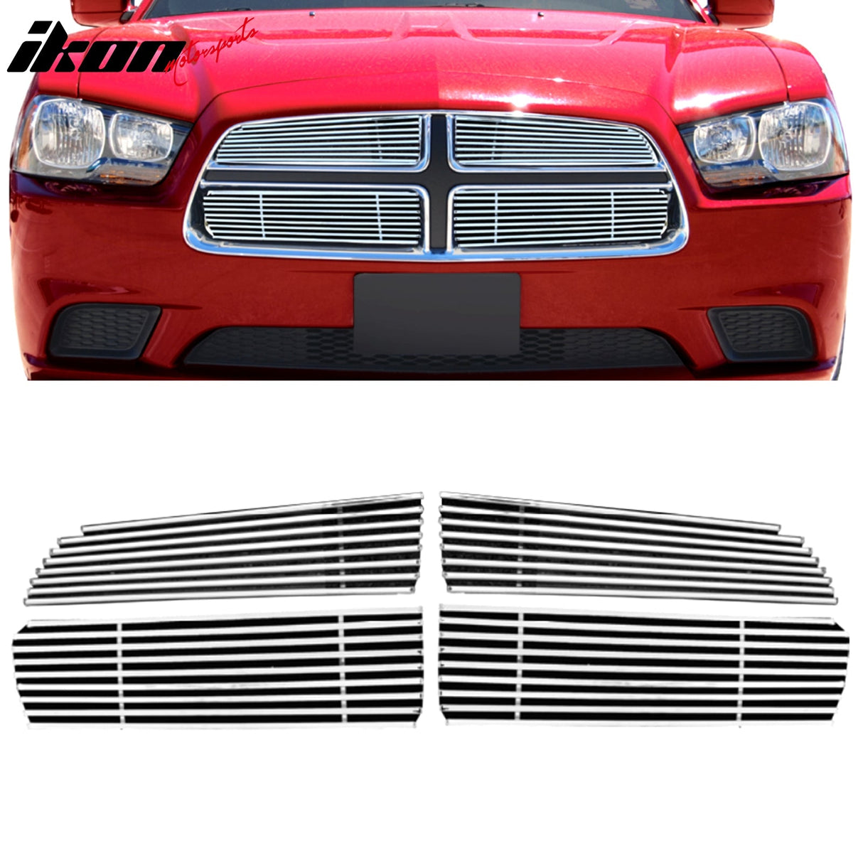 2011-2013 Dodge Charger Base Model Chrome Front Grille Stainless Steel