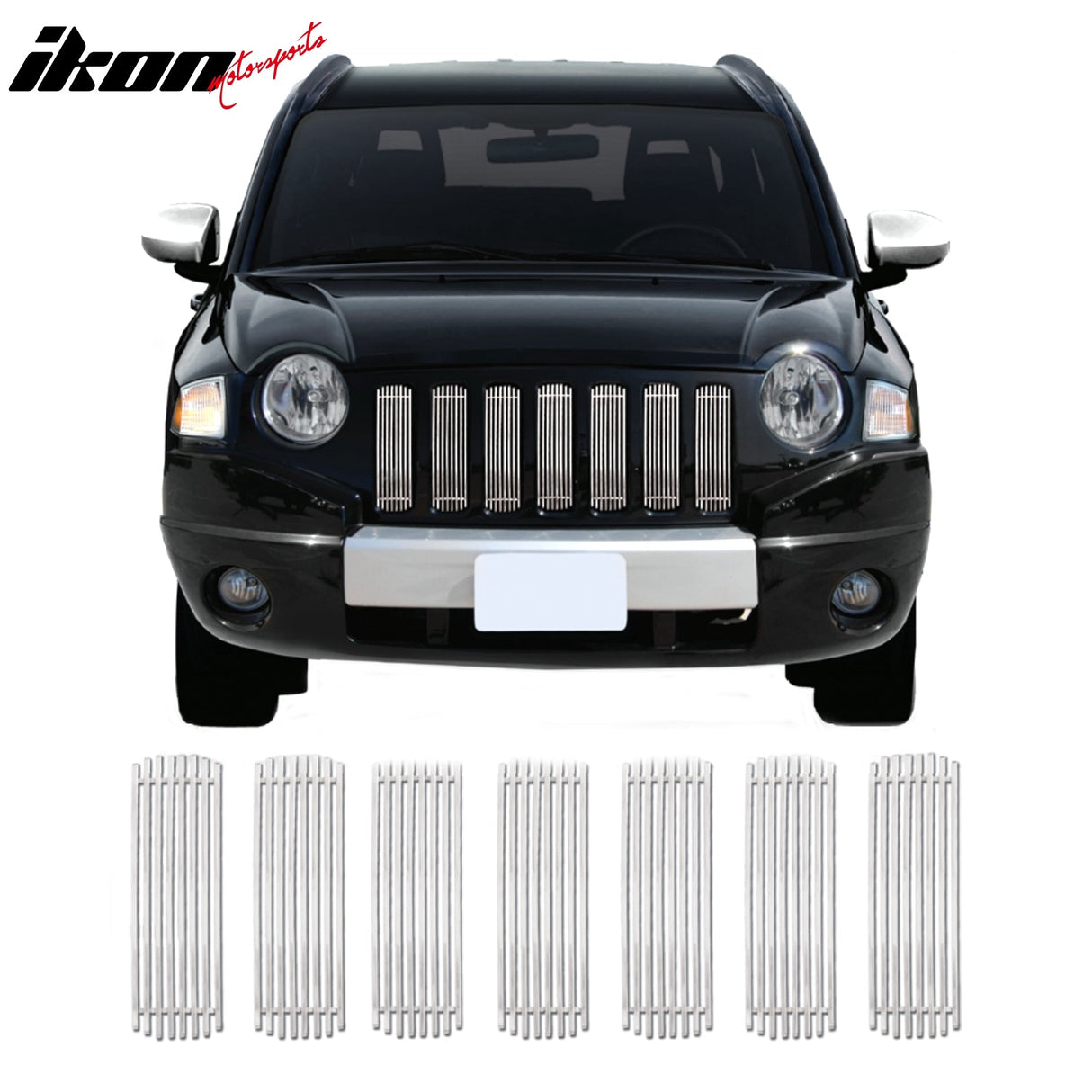 2007-2010 Jeep Compass Billet Style Upper Grill Insert Stainless Steel