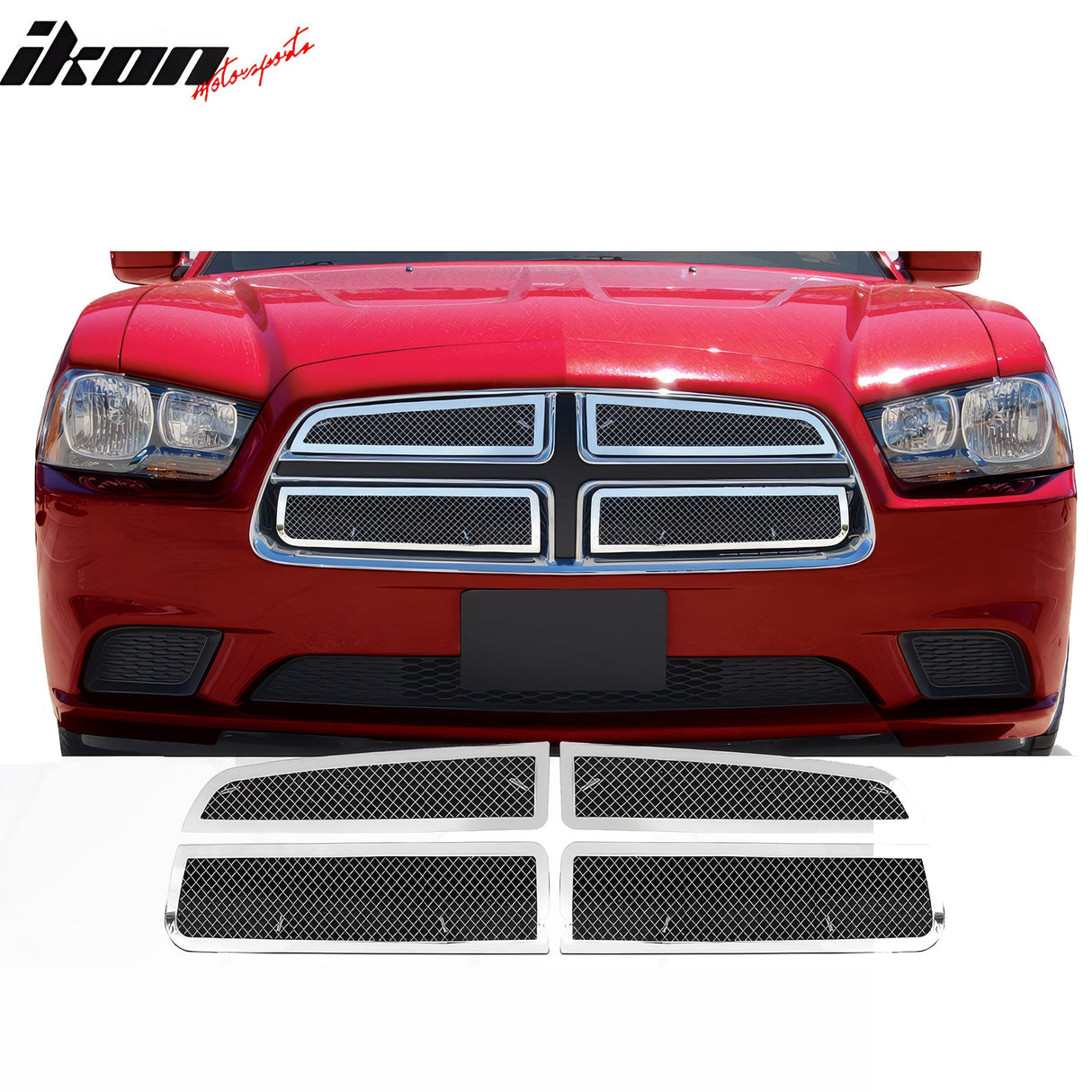 2011-2013 Dodge Charger Mesh Style Chrome Front Grille Stainless Steel