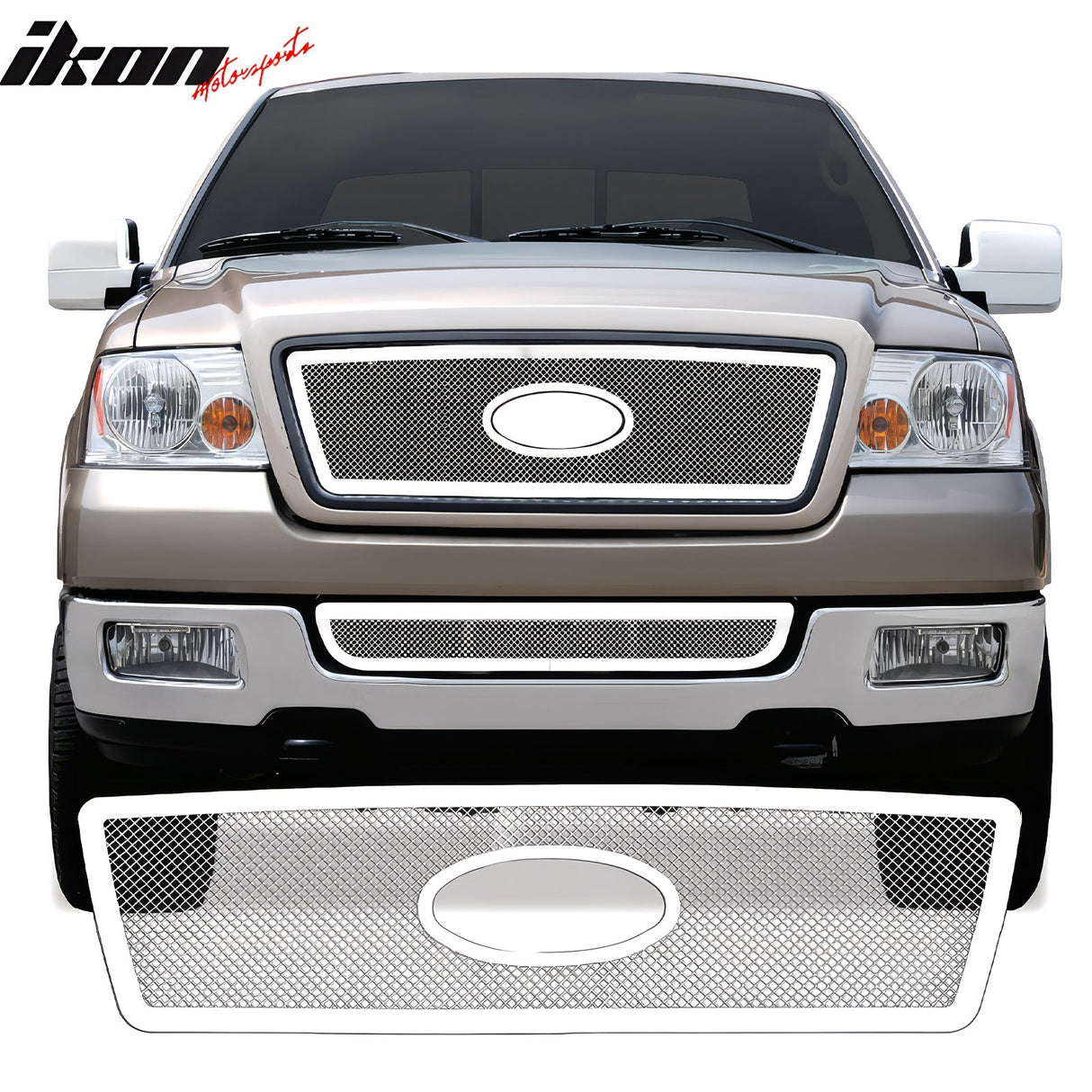 2004-2008 Ford F-150 XL XLT Lariat Mesh Chrome Grille Stainless Steel