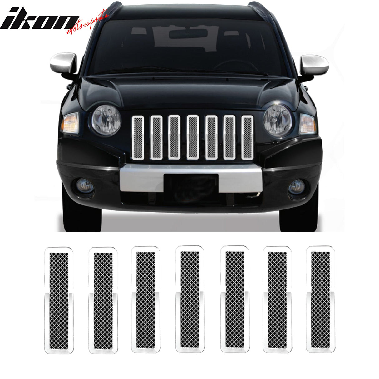 2007-2010 Jeep Compass& Patriot Mesh Style Bumper Upper Grille Inserts