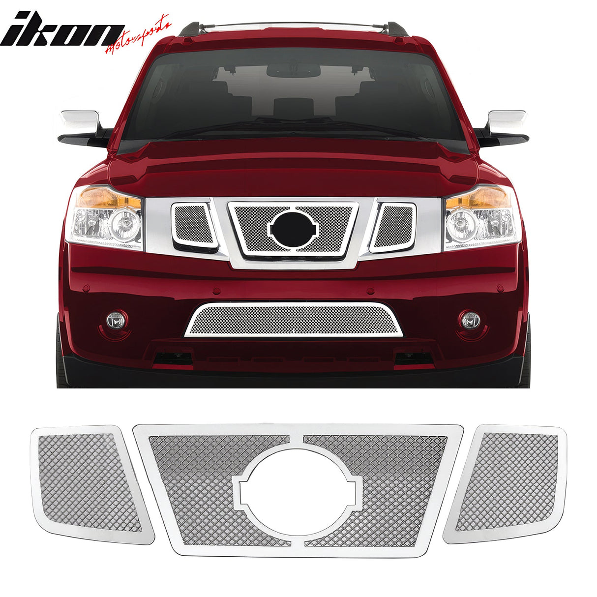 2008-2012 Nissan Armada Mesh Style Chrome Front Grille Stainless Steel
