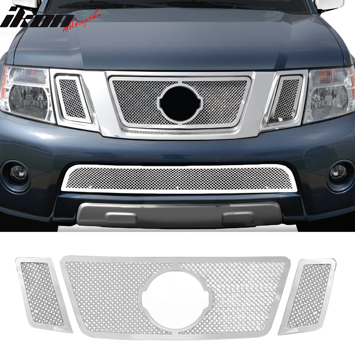 2008-2012 Nissan Pathfinder Mesh Chrome Front Grille Stainless Steel