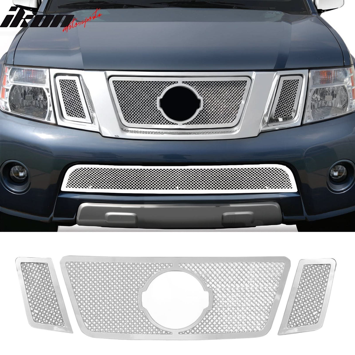 2008-2012 Nissan Pathfinder Mesh Chrome Front Grille Stainless Steel