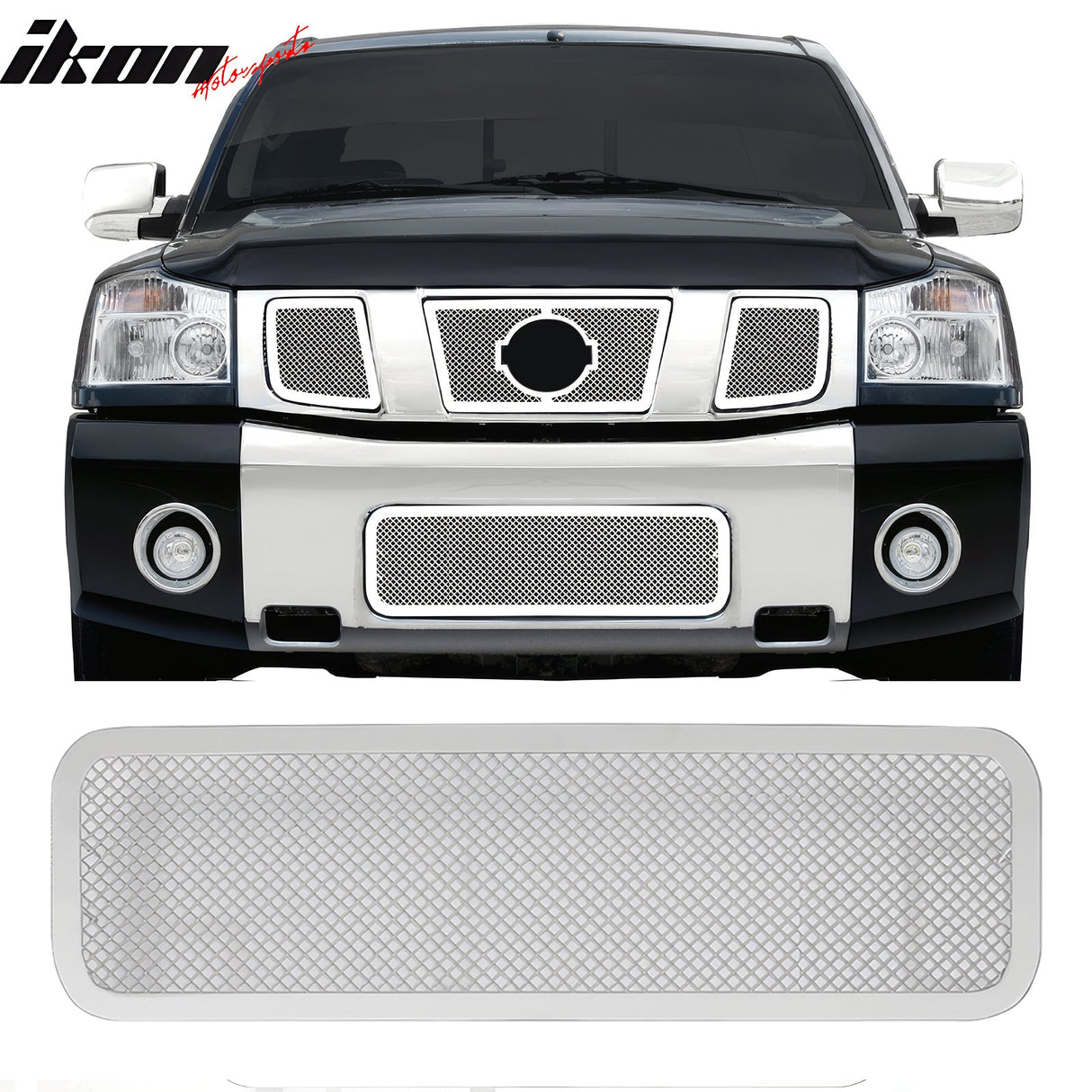 2004-2007 Nissan Titan Armada Mesh Chrome Front Grille Stainless Steel