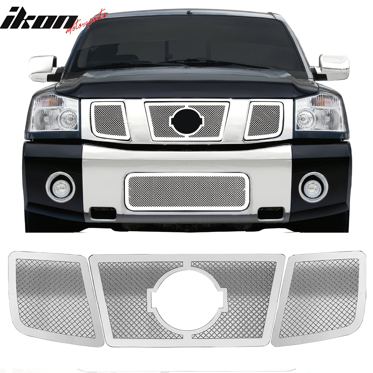 2004-2007 Nissan Titan Armada Mesh Style Chrome Grille Stainless Steel