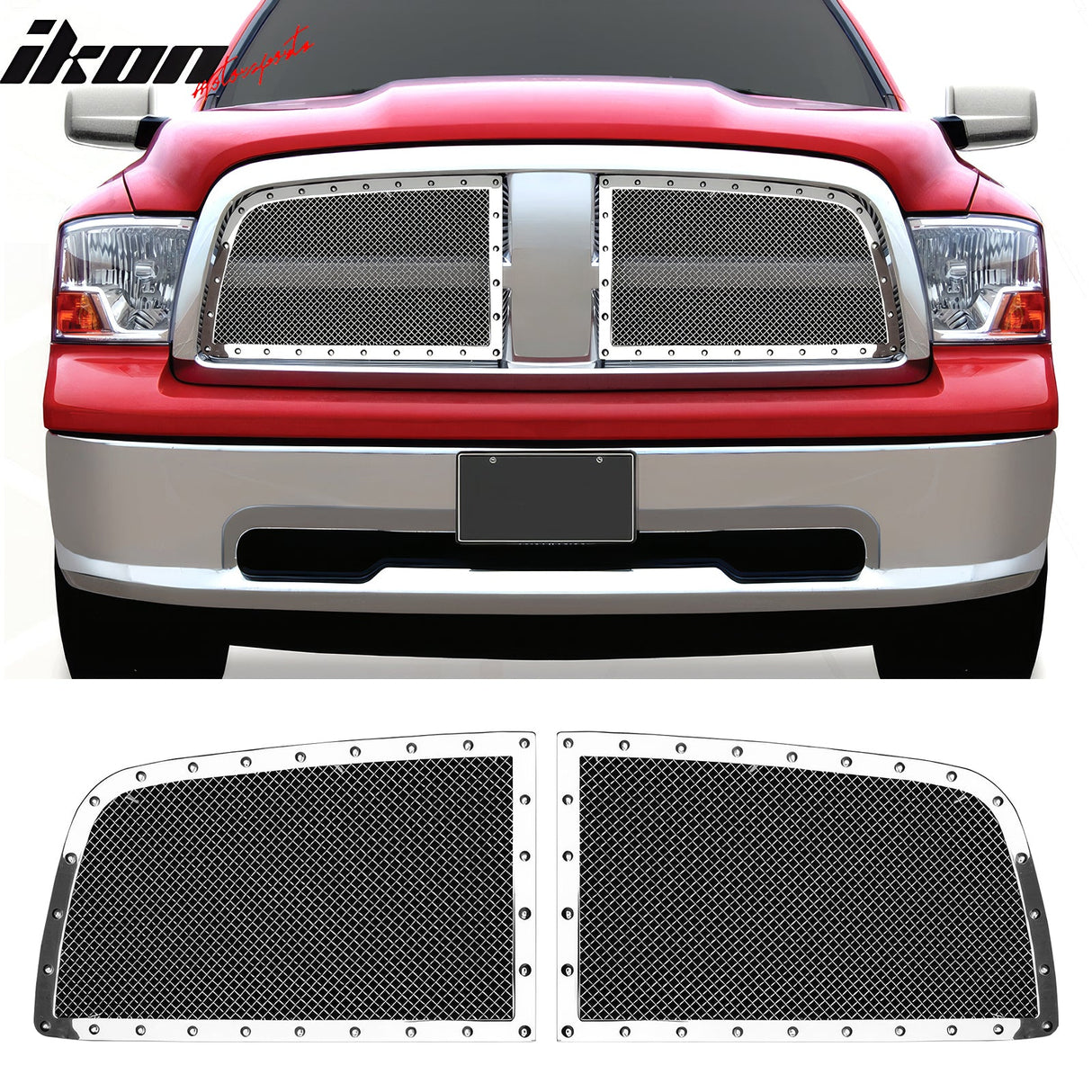 2009-2013 Dodge Ram 1500 Mesh Style Chrome Front Grill Stainless Steel