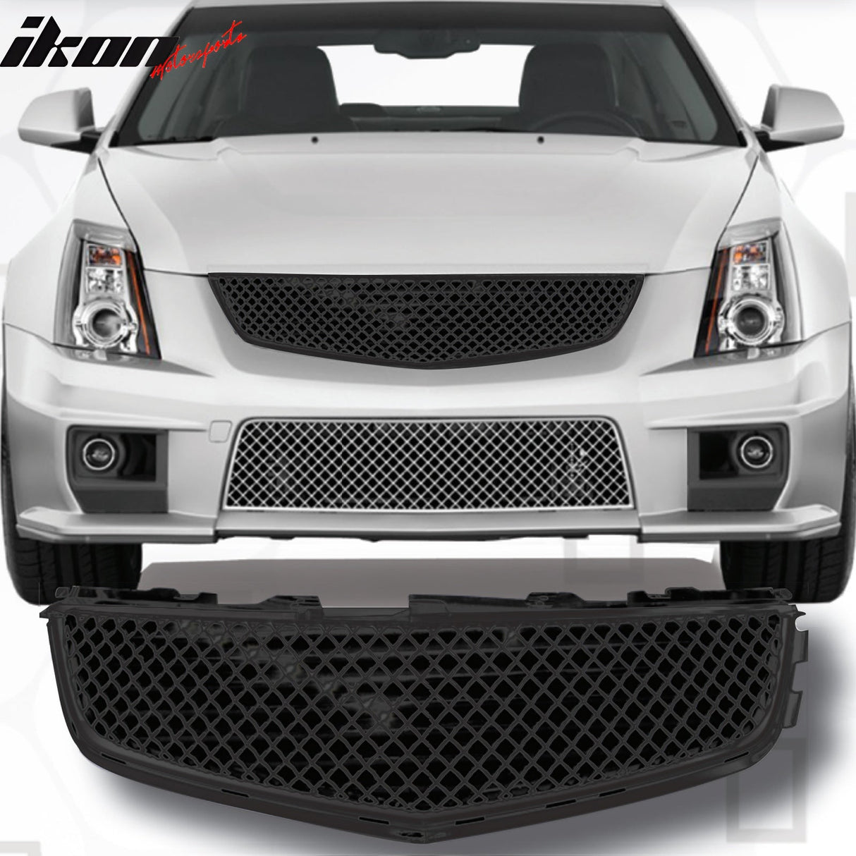 2008-2013 Cadillac CTS 4Dr CTV Style Front Bumper Upper Mesh Grill ABS