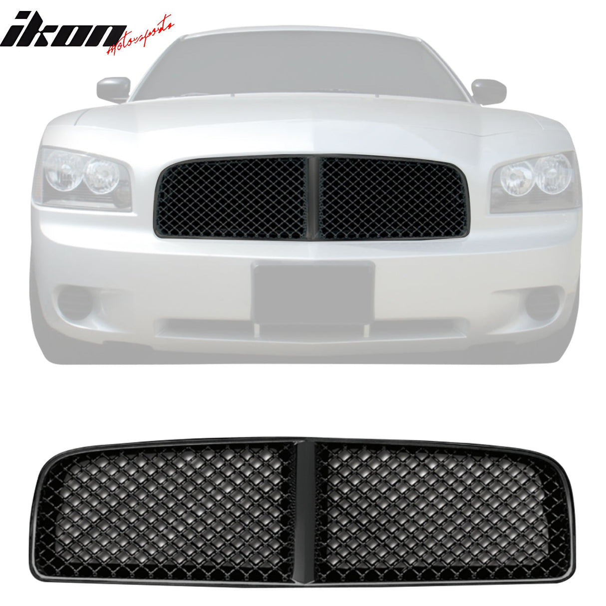 2006-2010 Dodge Charger Black Front Hood Grille ABS Bently Mesh Style