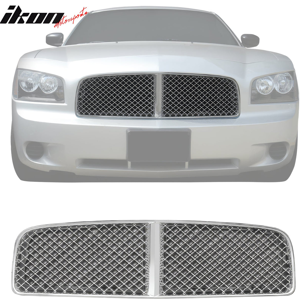 2006-2010 Dodge Charger Chrome Front Hood Grille ABS Bently Mesh Style