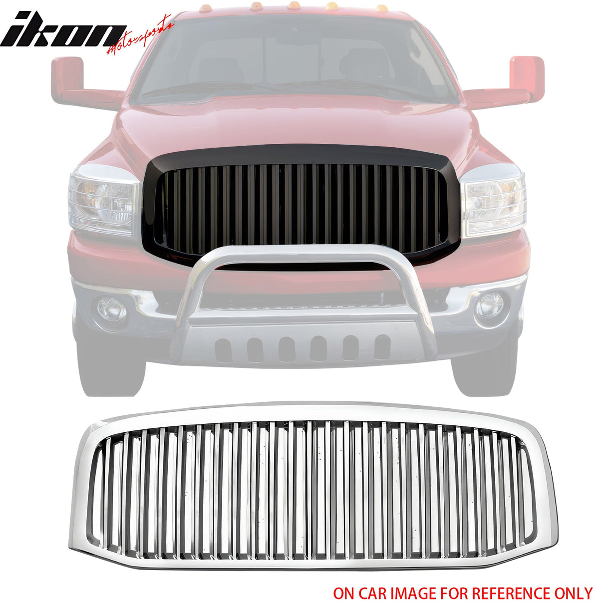 2006-2008 Ram 1500/2500/3500 Vertical Style Upper Grille Chrome ABS