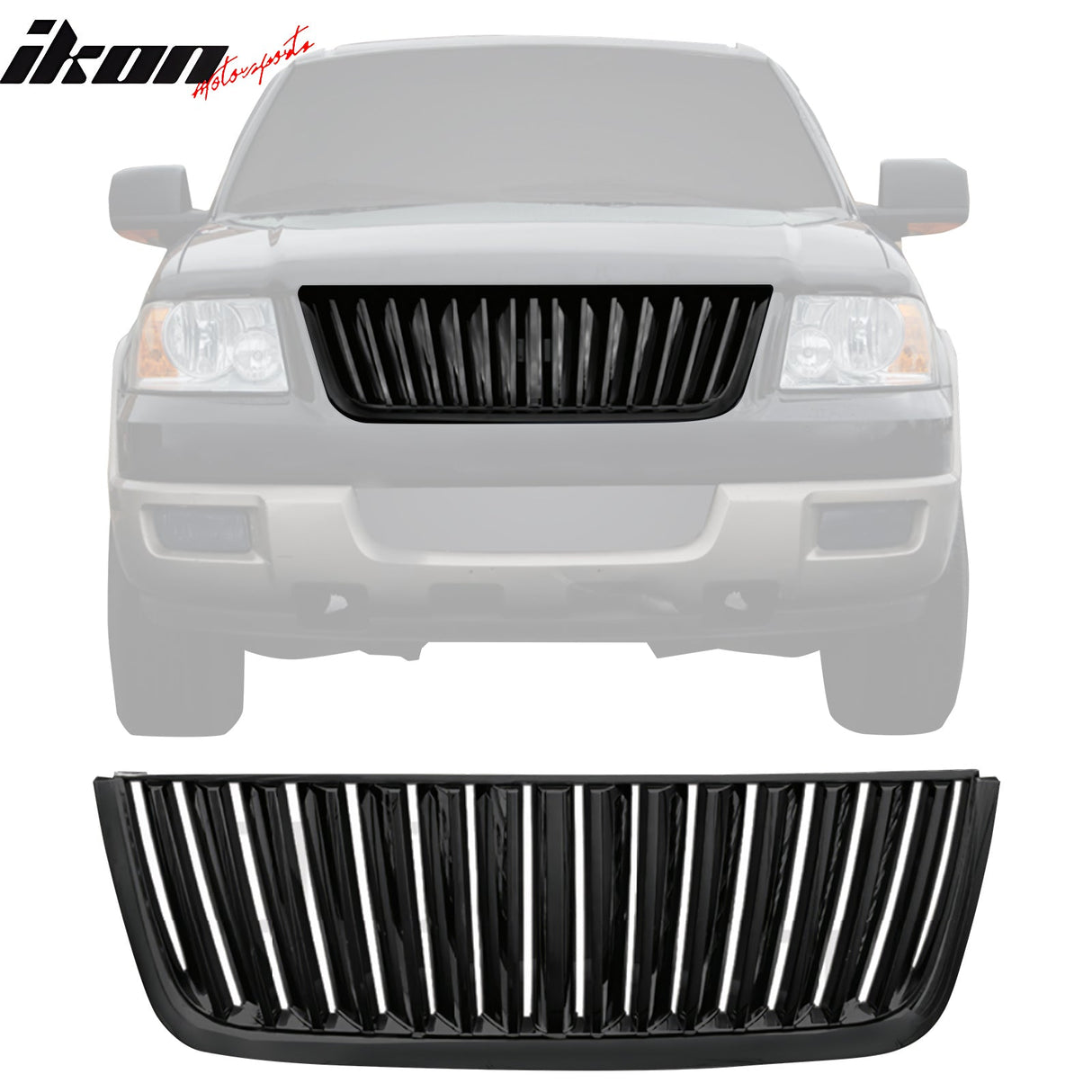 2003-2006 Ford Expedition Vertical Style Front Bumper Grille Black ABS