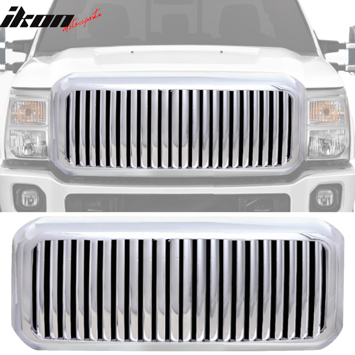 2011-2015 Ford F-250 F-350 Vertical Style Chrome Front Grille ABS