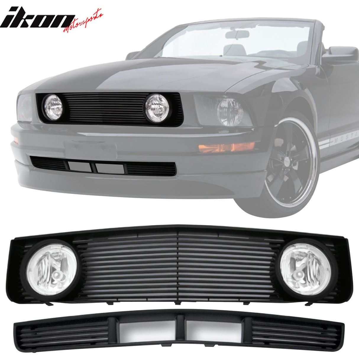 2005-2009 Ford Mustang V6 GT Billet Style Black Front Upper Grille ABS