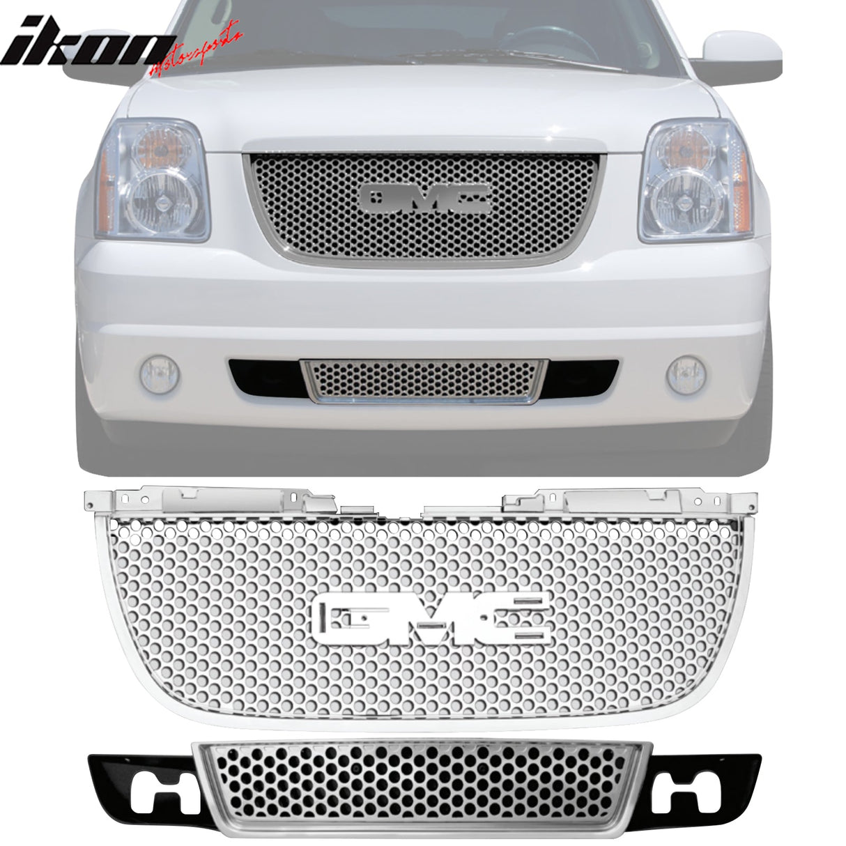 2007-2014 GMC Yukon Denali Style Chrome Front Upper Mesh Grille ABS