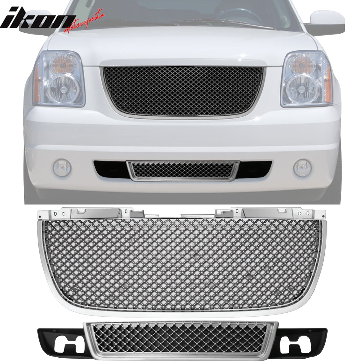 2007-2014 GMC Yukon Bently Mesh Style Chrome Front Upper Grille ABS