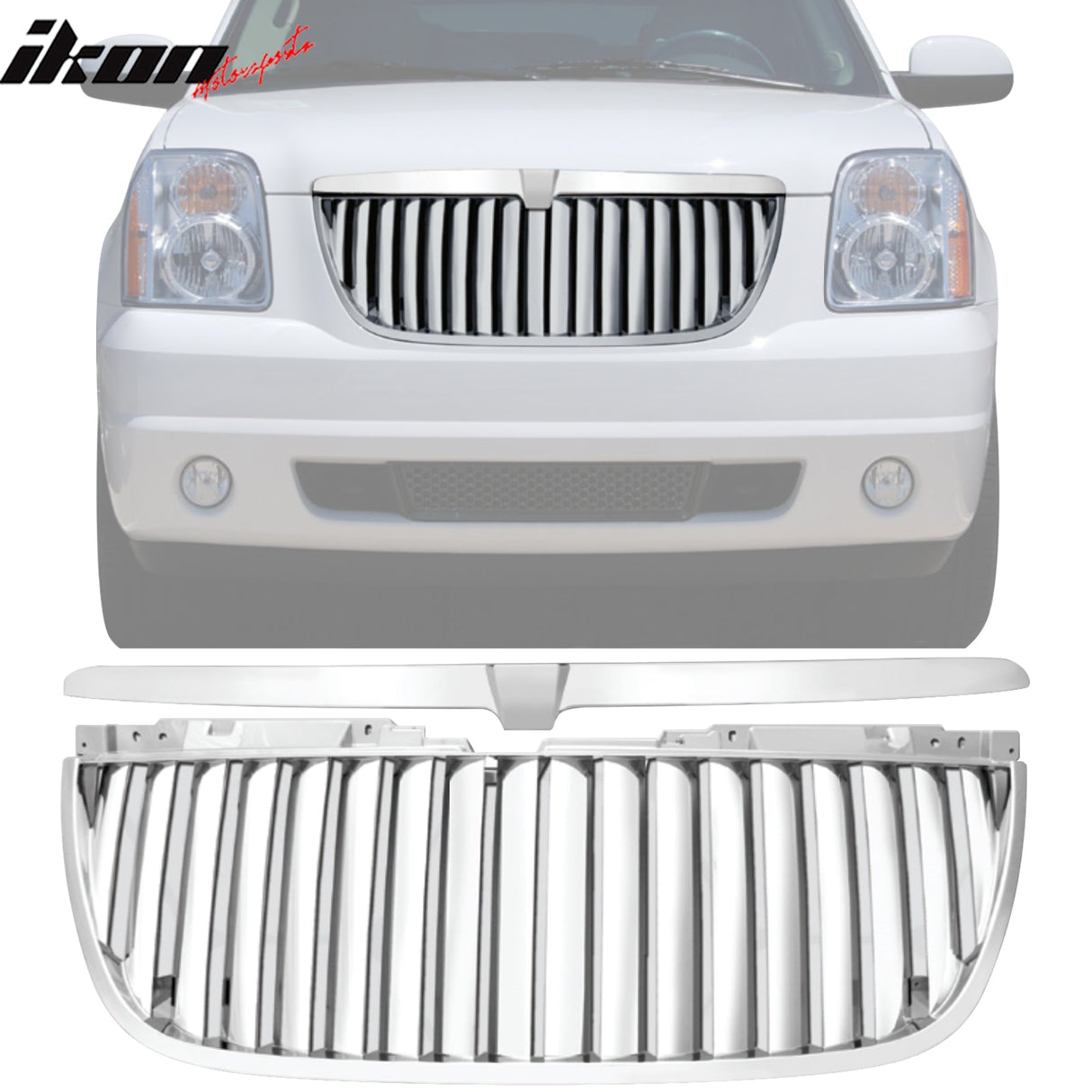 2007-2014 GMC Yukon Vertical Style Chrome Front Upper Mesh Grille ABS