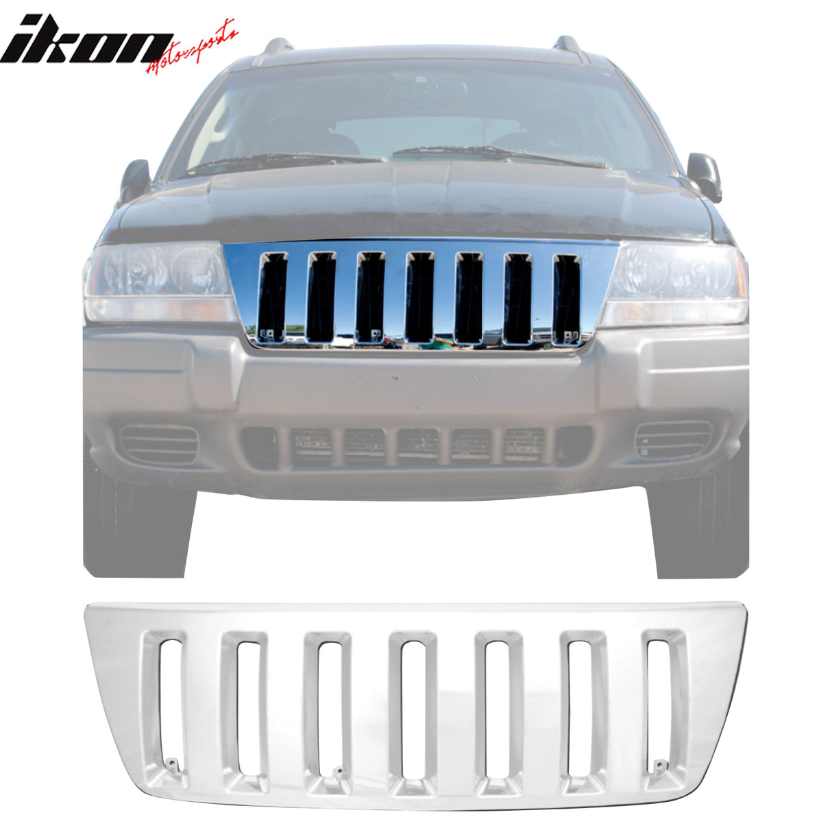 1999-2004 Jeep Grand Cherokee Vertical Chrome Front Upper Grille ABS