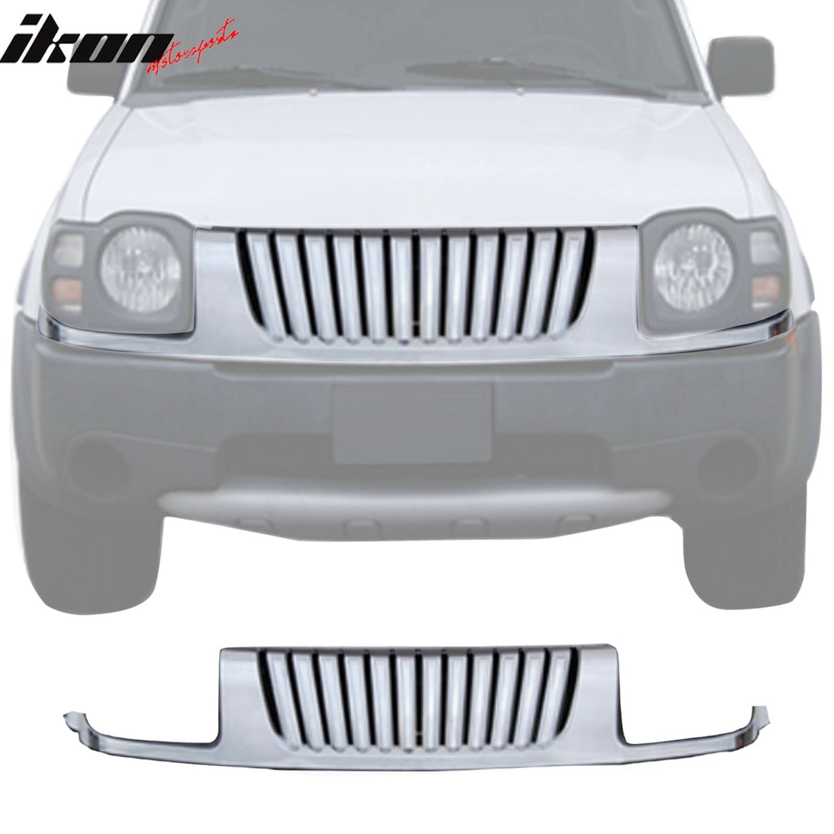 2002-2004 Nissan Xterra Vertical Style Chrome Front Upper Grille ABS
