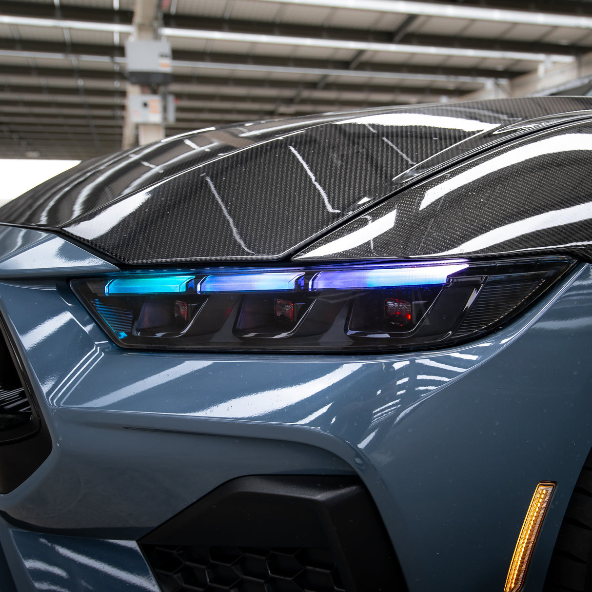 2024+ Ford Mustang S650 RGB Headlights With Gloss Black Housing (Pair)