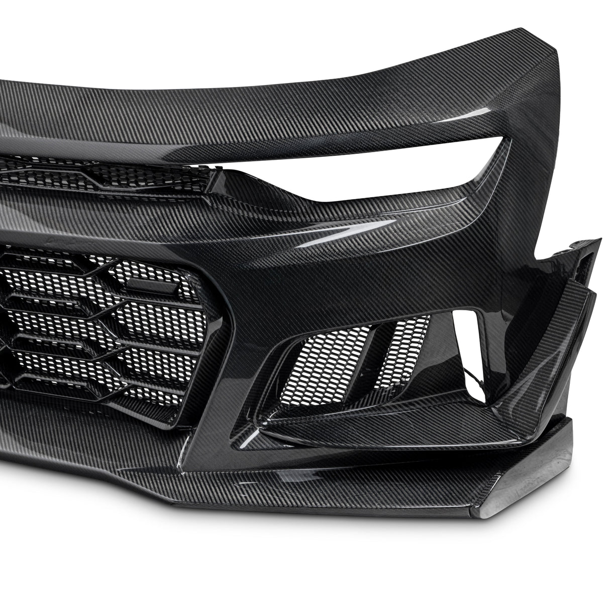 2019-2025 Chevy Camaro SS RS LT Black Panther ZL1 1LE 1PC Full Gloss Carbon Fiber Track Package Front Bumper Conversion for RS Headlights