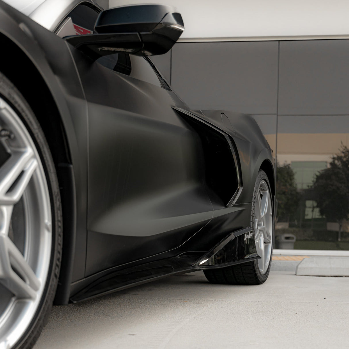 2020-2024 Corvette C8 Stingray Evo Style Side Skirts Gloss Black Pair