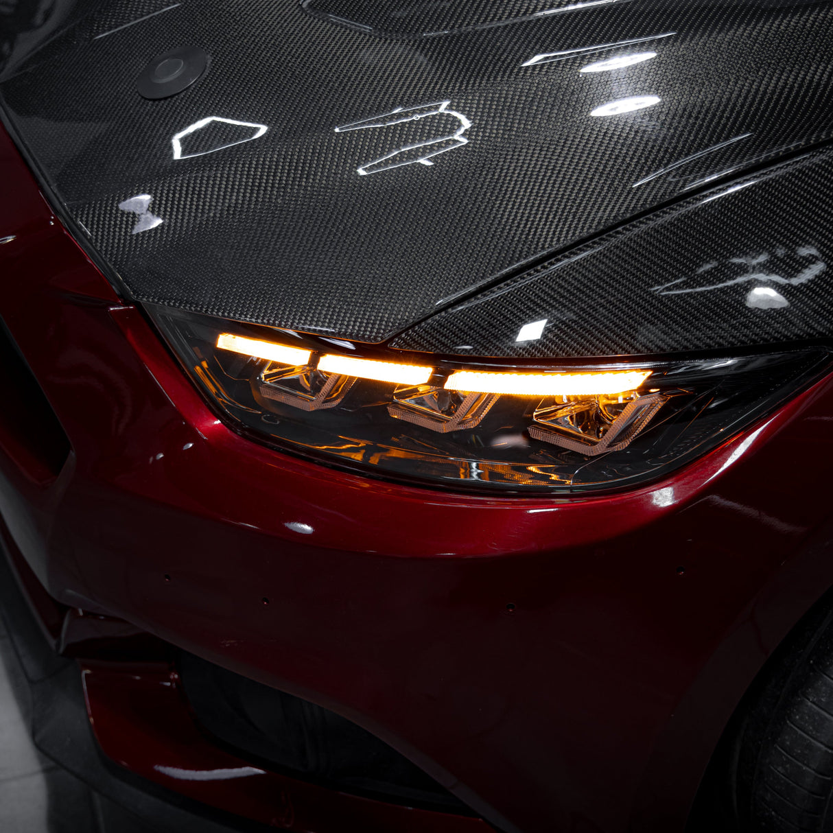 2015-2017 Ford Mustang Projector Headlights S650 Style LED Amber Sequential Turn Signals