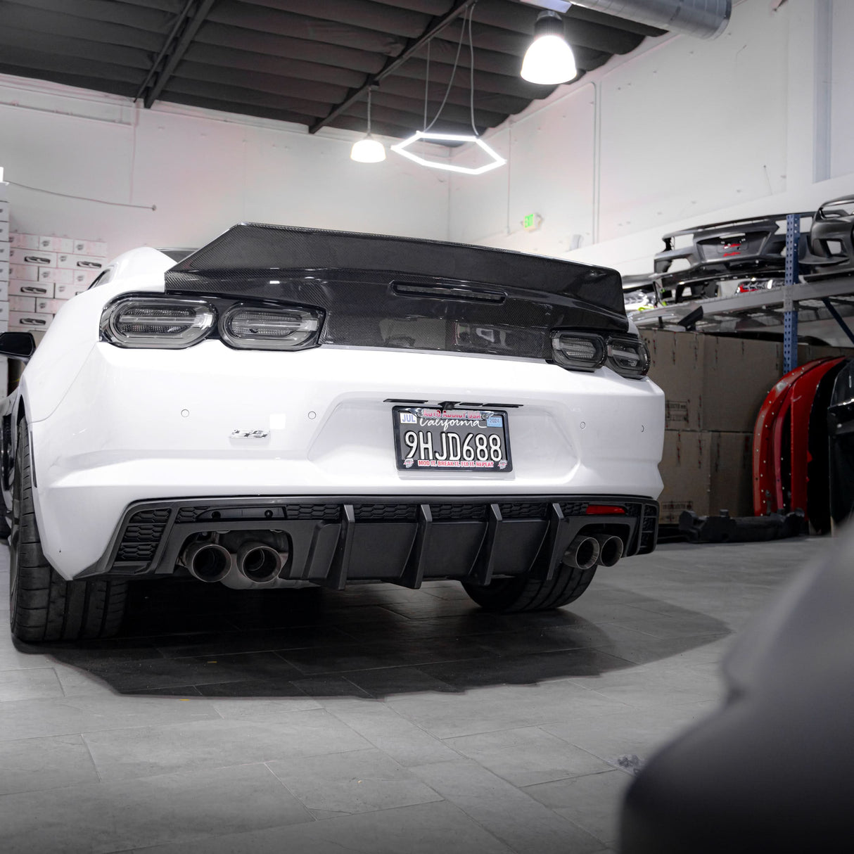 2016-2025 Chevy Camaro Evo Style Shark Fins Rear Diffuser Quad/Single Tips SS/RS/LT & ZL1 w/ Smoke Reflectors