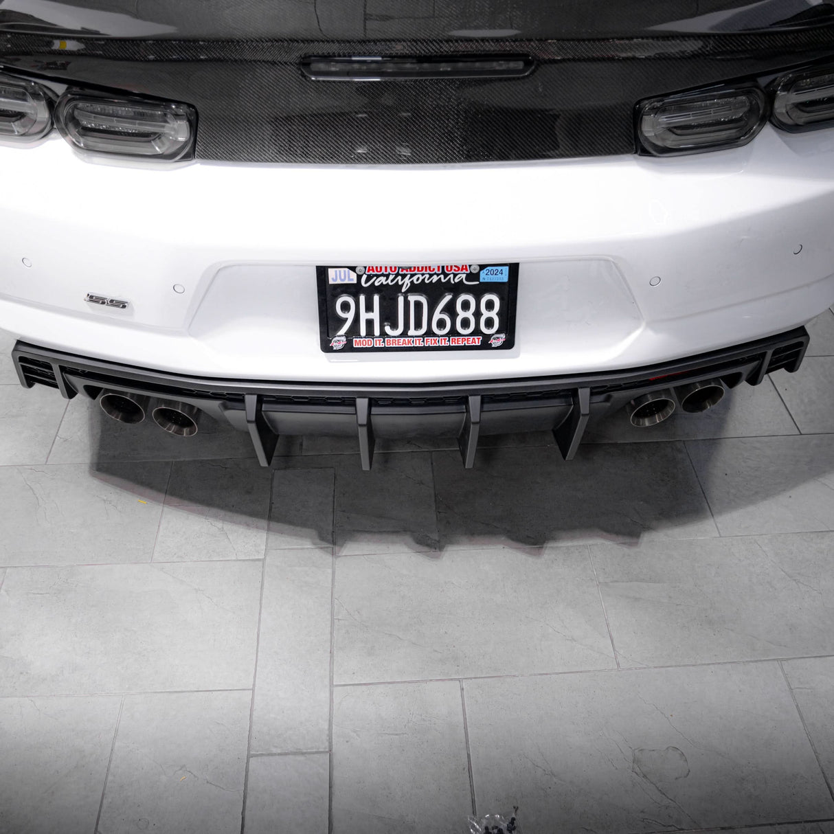 2016-2025 Chevy Camaro Evo Style Shark Fins Rear Diffuser Quad/Single Tips SS/RS/LT & ZL1 w/ Smoke Reflectors