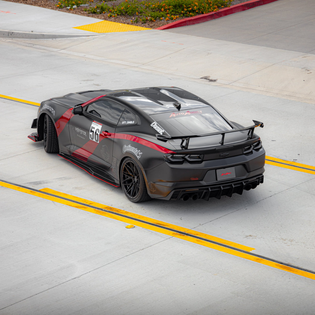 2016-2025 Chevy Camaro Evo Style Shark Fins Rear Diffuser Quad/Single Tips SS/RS/LT & ZL1 w/ Smoke Reflectors