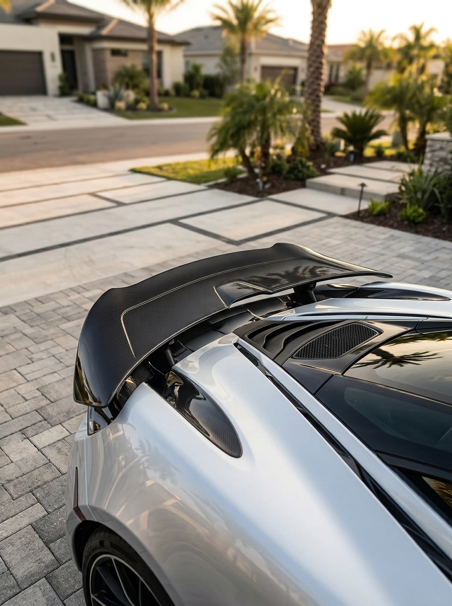 McLaren 720S Spider Dry Carbon Fiber Rear Spoiler Wing Polished Finish 2017 - 2019