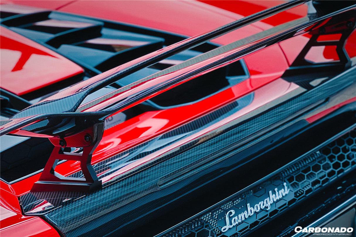 2015-2025 Lamborghini Huracan LP610 LP580 Evo Tecnica MD Style Carbon Fiber Trunk Spoiler with Base