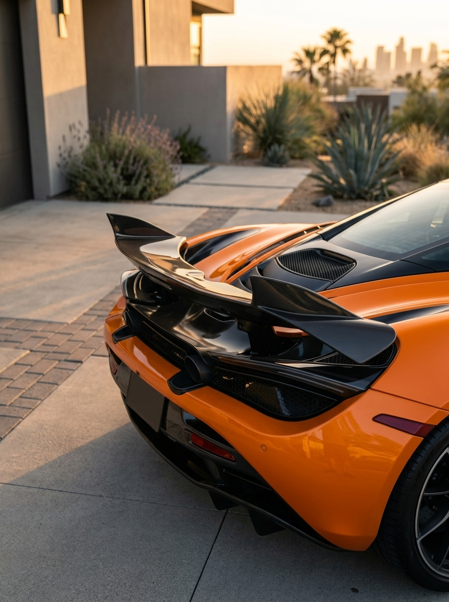 McLaren 720S Spider Dry Carbon Fiber Rear Wing Polished Finish 2017 - 2019