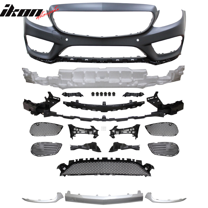 2015-2017 Benz W205 C Class W/ PDC Front + Rear Bumper + Side Skirts