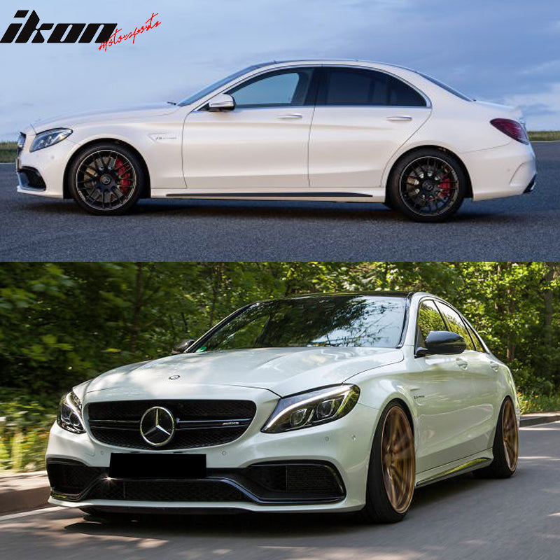2015-2016 Benz W205 C63 Style Full PDC Front +Rear Bumper+Side Skirts