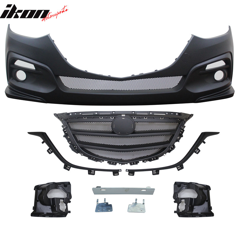 2014-2016 Mazda 3 KS Style Unpainted Front Bumper Conversion W/ Grille
