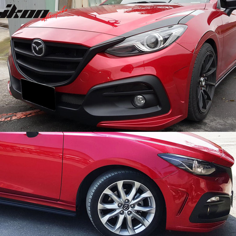2014-2016 Mazda 3 KS Style Unpainted Front Bumper Conversion W/ Grille
