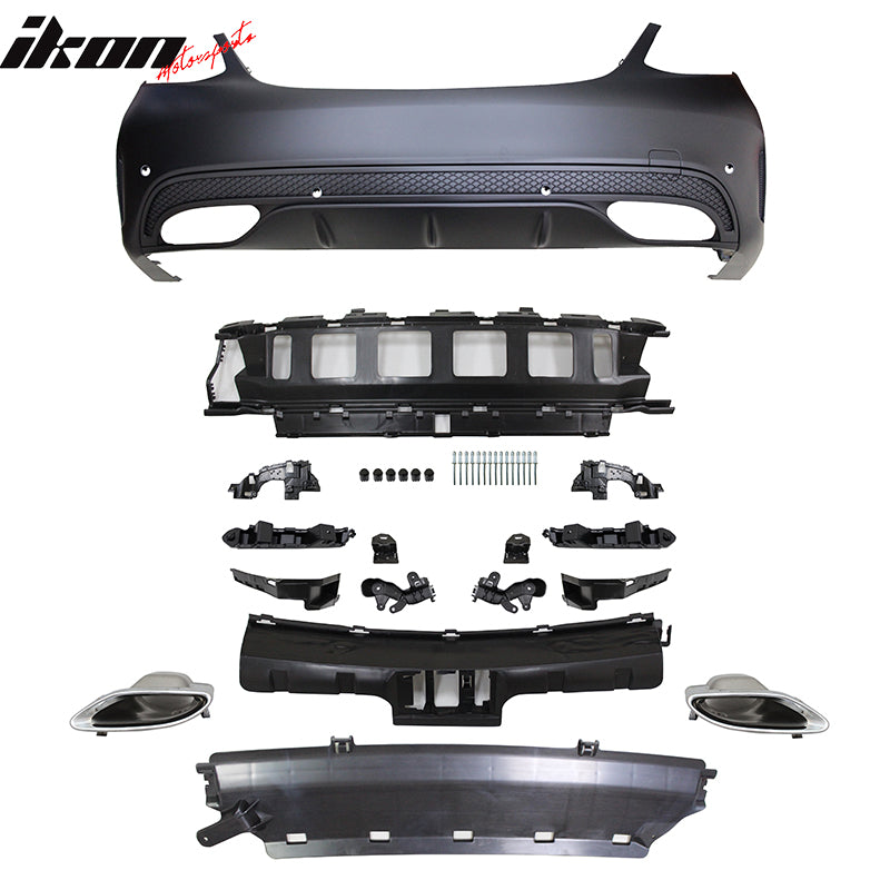 2015-2018 Benz C-Class W205 Rear Bumper with Diffuser Muffler Tip PP