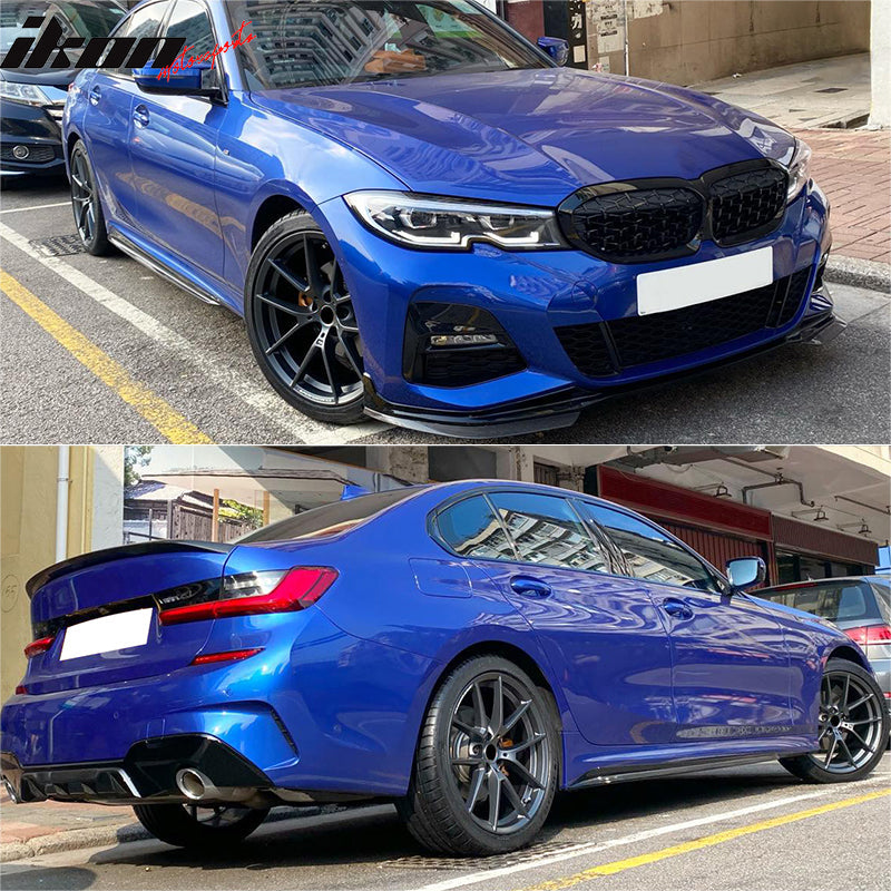 2019-2023 BMW 3 Series G20 MP Style Side Skirts + Gloss Rocker Panel