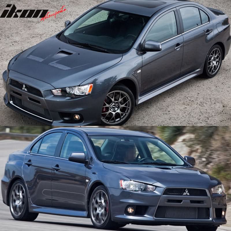 2008-2015 Mitsubishi Lancer EVO Side Skirts Unpainted Black PP Pai