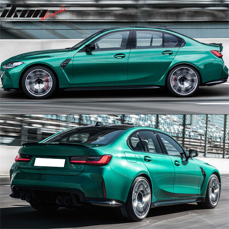 2019-2023 BMW 3 Series G20 Sedan 4-Door M3 Style Black Side Skirts 2PC