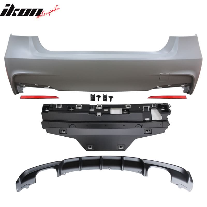 2012-2018 BMW F30 3 Series MP Style Diffuser Twin Muffler Rear Bumper