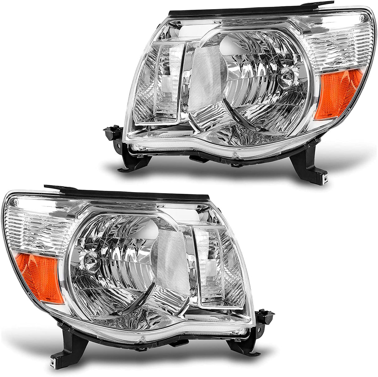 Dwvo Headlight Assembly Compatible With 2005 2006 2007 2008 2009 2010 2011 Tacoma Pickup Truck Oe Replacement Chrome Housing Amber Reflector